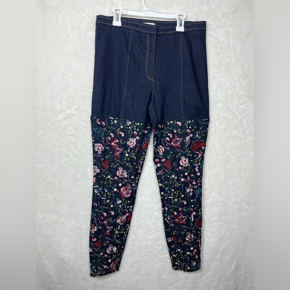 Cinq à Sept Dark Blue Floral Skinny Pants